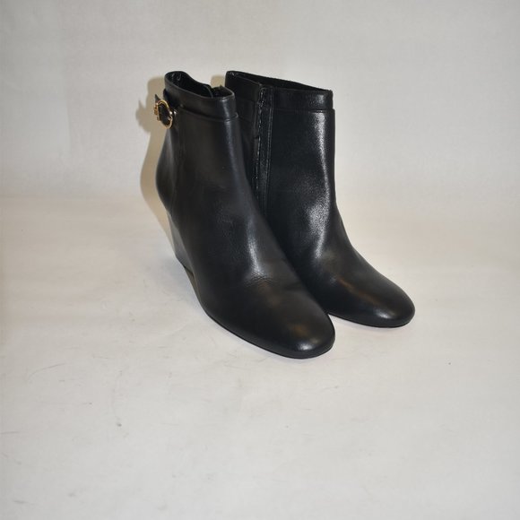 Tory Burch Sophia Wedge Heel Bootie Black Size 11 - Picture 2 of 10